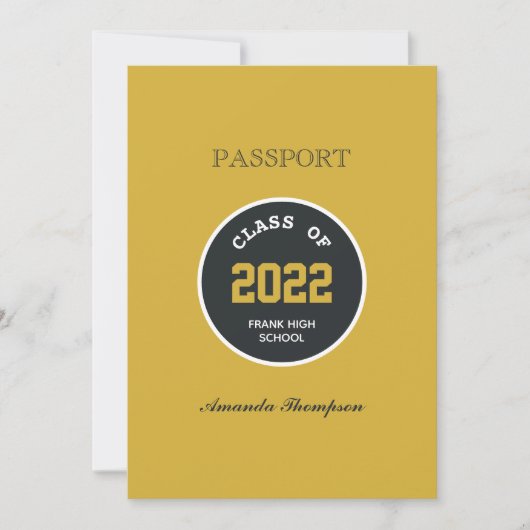 Einladung zum Black and Gold Abschluss Passport Fo (Vorderseite)