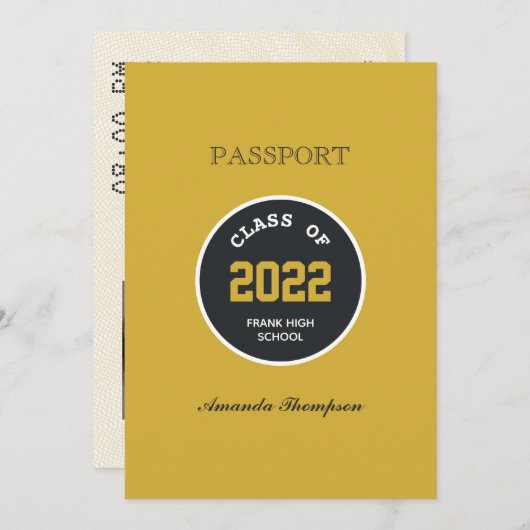 Einladung zum Black and Gold Abschluss Passport Fo (Vorne/Hinten)