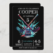 Einladung zum Black and Neon Glow Hockey (Vorne/Hinten)