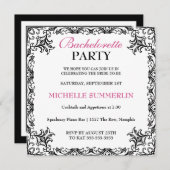 Einladung zum Black Chic Border Junggeselinnen-Abs (Vorne/Hinten)