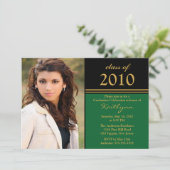 Einladung zum Black & Green Foto Abschluss (Stehend Vorderseite)
