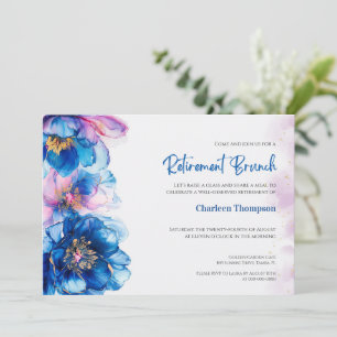 Einladung zum blauen Blumen-Ruhestands-Brunch