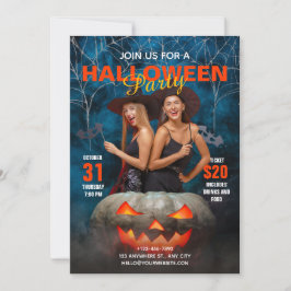 Einladung zum blauen und roten Halloween-Party