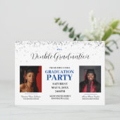 Einladung zum blauen und weißen Abschluss (Stehend Vorderseite)