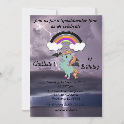 Einladung zum Blitz am 1. Geburtstag (Vorderseite)