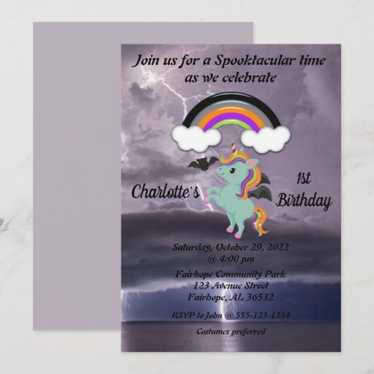 Einladung zum Blitz am 1. Geburtstag (Vorne/Hinten)