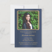 Einladung zum Blue and Gold Abschluss Foto (Rückseite)