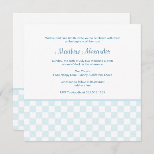 Einladung zum Blue Gingham Square (Vorne/Hinten)