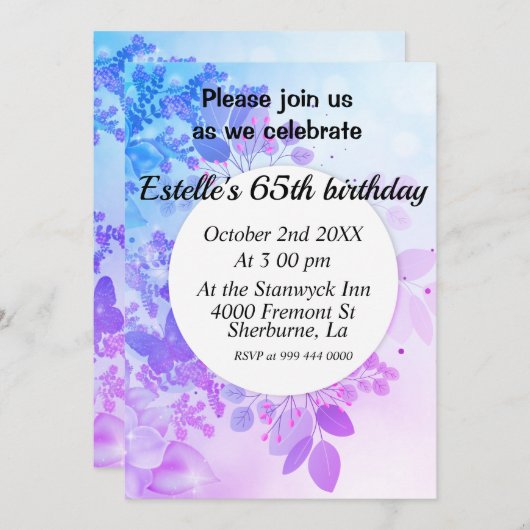 Einladung zum Blumengebäck in Lavendel (Vorne/Hinten)