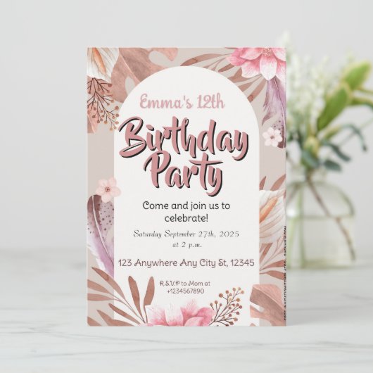 Einladung zum Blumengeburt (Stehend Vorderseite)