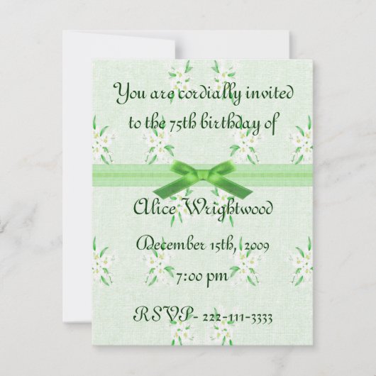 Einladung zum Blumengeburt (Vorderseite)