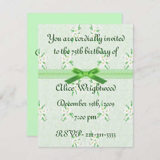 Einladung zum Blumengeburt (Vorne/Hinten)