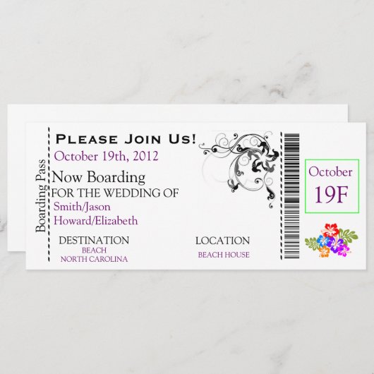 Einladung zum Boarding (Vorne/Hinten)