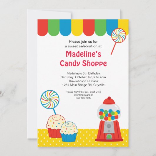Einladung zum Candy Shoppe (Vorderseite)