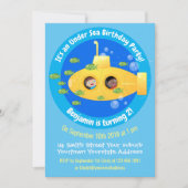 Einladung zum Cartoon von niedlichem Gelbfisch (Vorderseite)