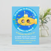 Einladung zum Cartoon von niedlichem Gelbfisch (Stehend Vorderseite)