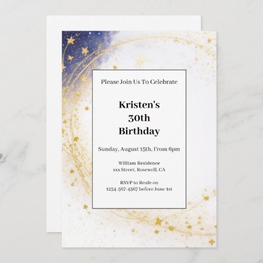 Einladung zum Celestial Geburtstag (Vorne/Hinten)