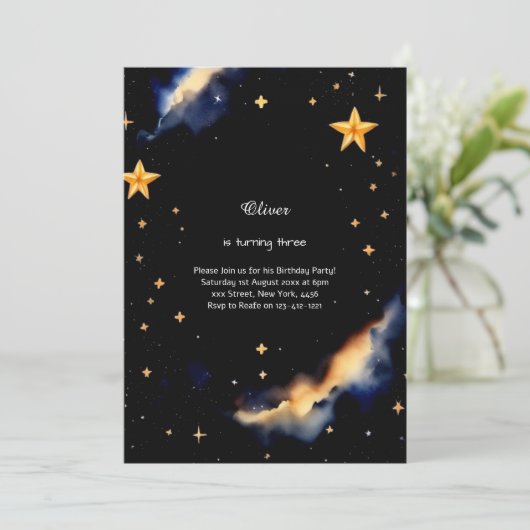 Einladung zum Celestial Geburtstag (Stehend Vorderseite)