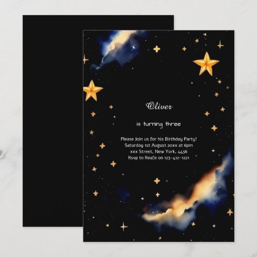 Einladung zum Celestial Geburtstag (Vorne/Hinten)