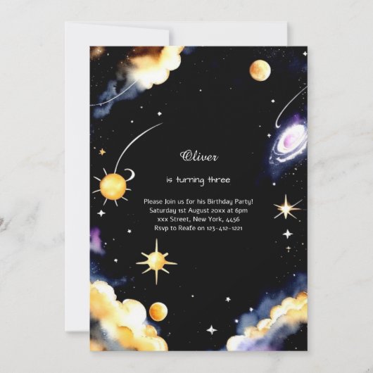 Einladung zum Celestial Geburtstag (Vorderseite)