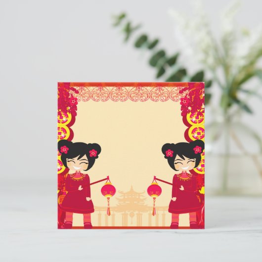 Einladung zum chinesischen Neujahr (Stehend Vorderseite)