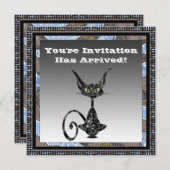 Einladung zum Classy Cat Halloween-Party (Vorne/Hinten)