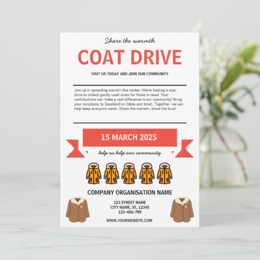 Einladung zum Coat Drive (Stehend Vorderseite)