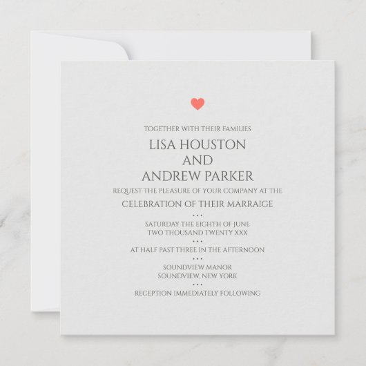 Einladung zum Coral Heart Wedding Square (Vorderseite)