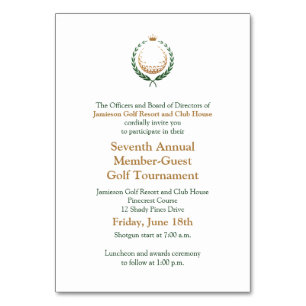 Einladung zum Corporate Golf Turnier Tischnummer