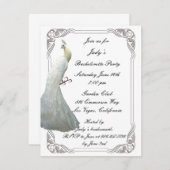 Einladung zum Custom White Peacock Junggeselinnen- (Vorne/Hinten)