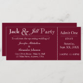 Einladung zum Deep Red Jack and Jill Shower Ticket (Vorne/Hinten)