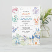 Einladung zum Drachen-Geburtstag (Stehend Vorderseite)