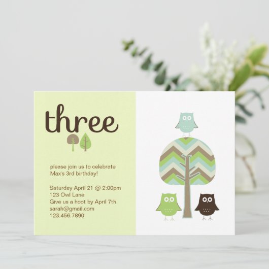 Einladung zum dritten Geburtstag (Stehend Vorderseite)