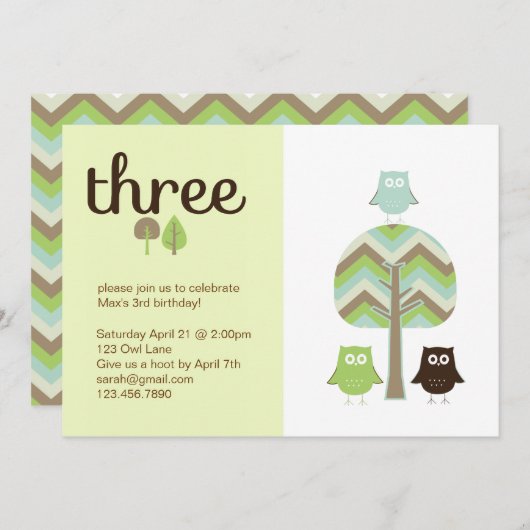 Einladung zum dritten Geburtstag (Vorne/Hinten)