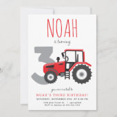 Einladung zum dritten Geburtstag von Red Tractor (Vorderseite)