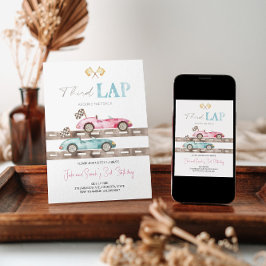 Einladung zum dritten Lap Race Car Twins Geburtsta