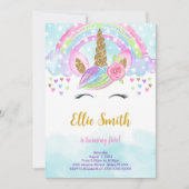 Einladung zum Einhorn der Wasserfarbe (Vorderseite)