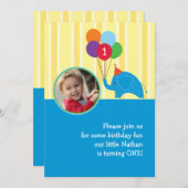 Einladung zum Elefanten Geburtstagsparty Foto (Vorne/Hinten)