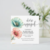 Einladung zum Engagement für blaue und rosa Aquare (Stehend Vorderseite)