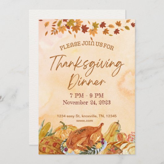 Einladung zum Erntedank Dinner (Vorne/Hinten)