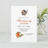 Einladung zum Erntedank Türkei und Kürbis (Stehend Vorderseite)