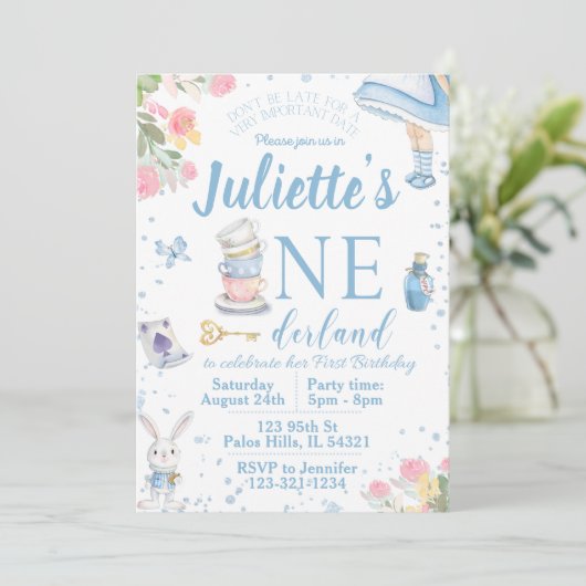 Einladung zum ersten Alice im Wunderland (Stehend Vorderseite)