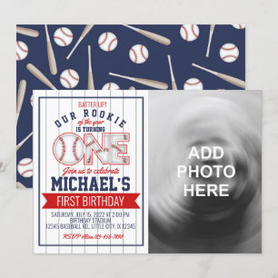 Einladung zum ersten Baseball Geburtstag mit Foto