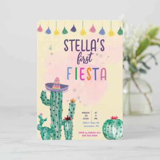 Einladung zum ersten FIESTA-Geburtstag (Stehend Vorderseite)