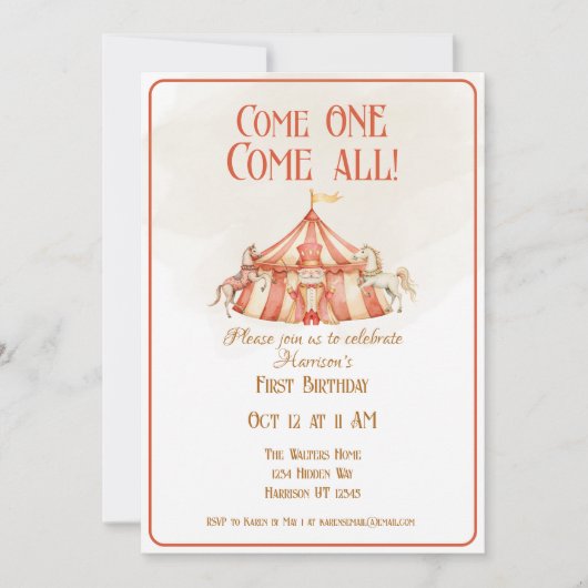 Einladung zum ersten Geburtstag (Vorderseite)