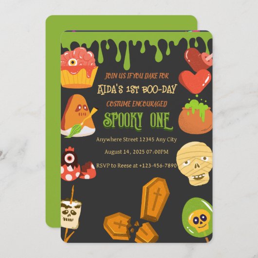 Einladung zum ersten Geburtstag (Vorne/Hinten)