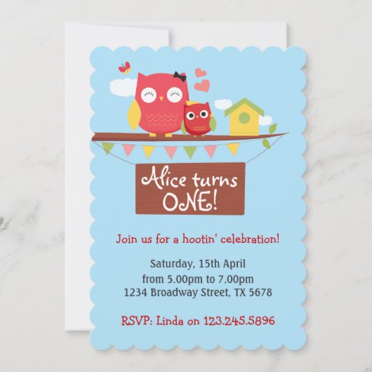 Einladung zum ersten Geburtstag (Vorderseite)