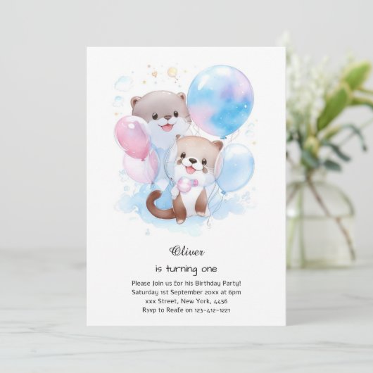 Einladung zum ersten Geburtstag (Stehend Vorderseite)