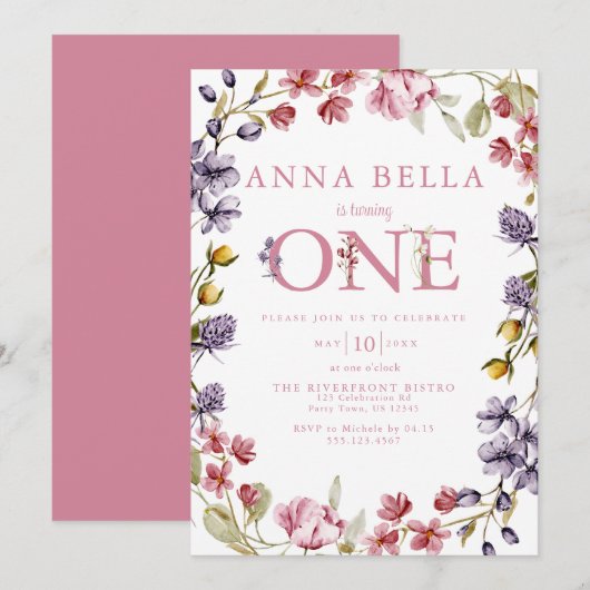 Einladung zum ersten Geburtstag (Vorne/Hinten)