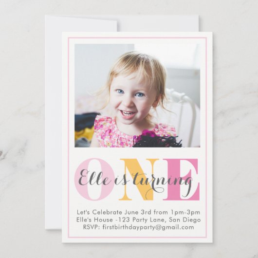 Einladung zum ersten Geburtstag (Vorderseite)